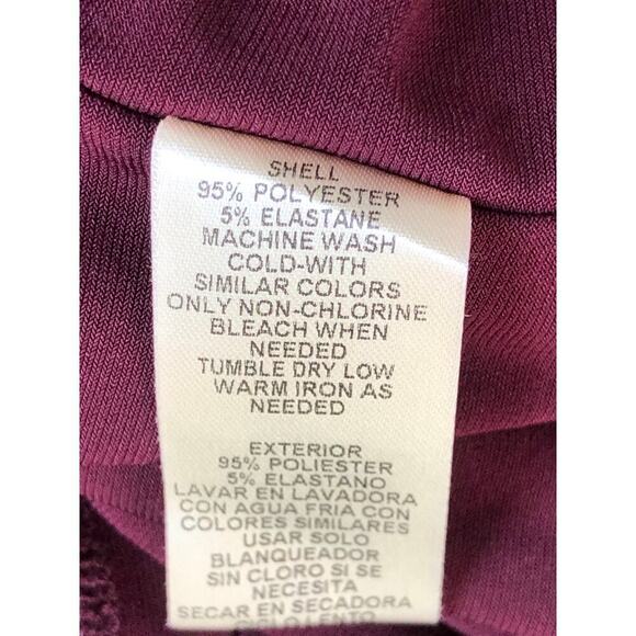 Eliza J Faux Wrap Dress Pleated Ruched 3/4 Sleeve Knee Length Sheath Wine Red 2 - Picture 7 of 8